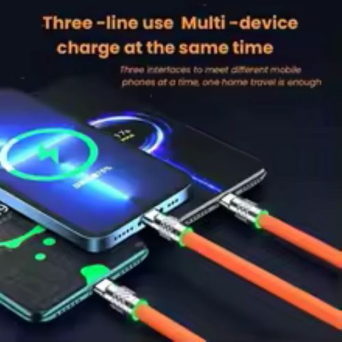 3 in 1 Fast Charging Cable High-Quality Customized Multi-function Mobile Phone 120w Liquid Silicone Type C